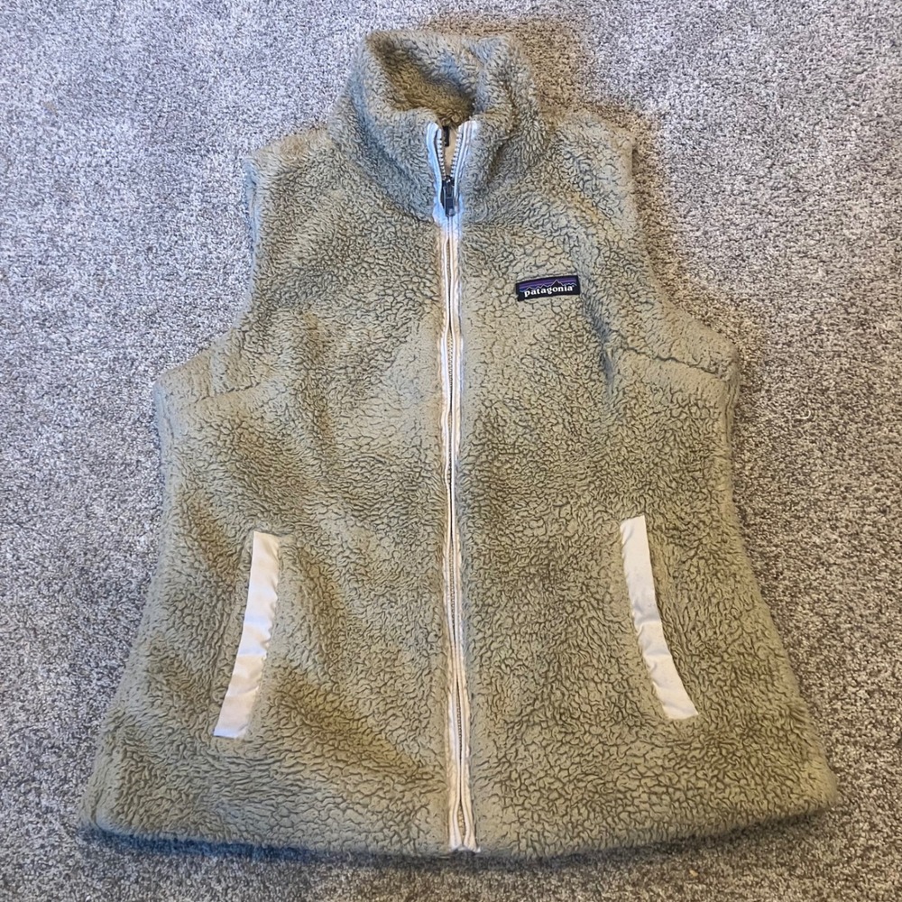 Patagonia Los Gatos Fleece Vest Womens Small Tan Beige Full Zip Sherpa Pockets